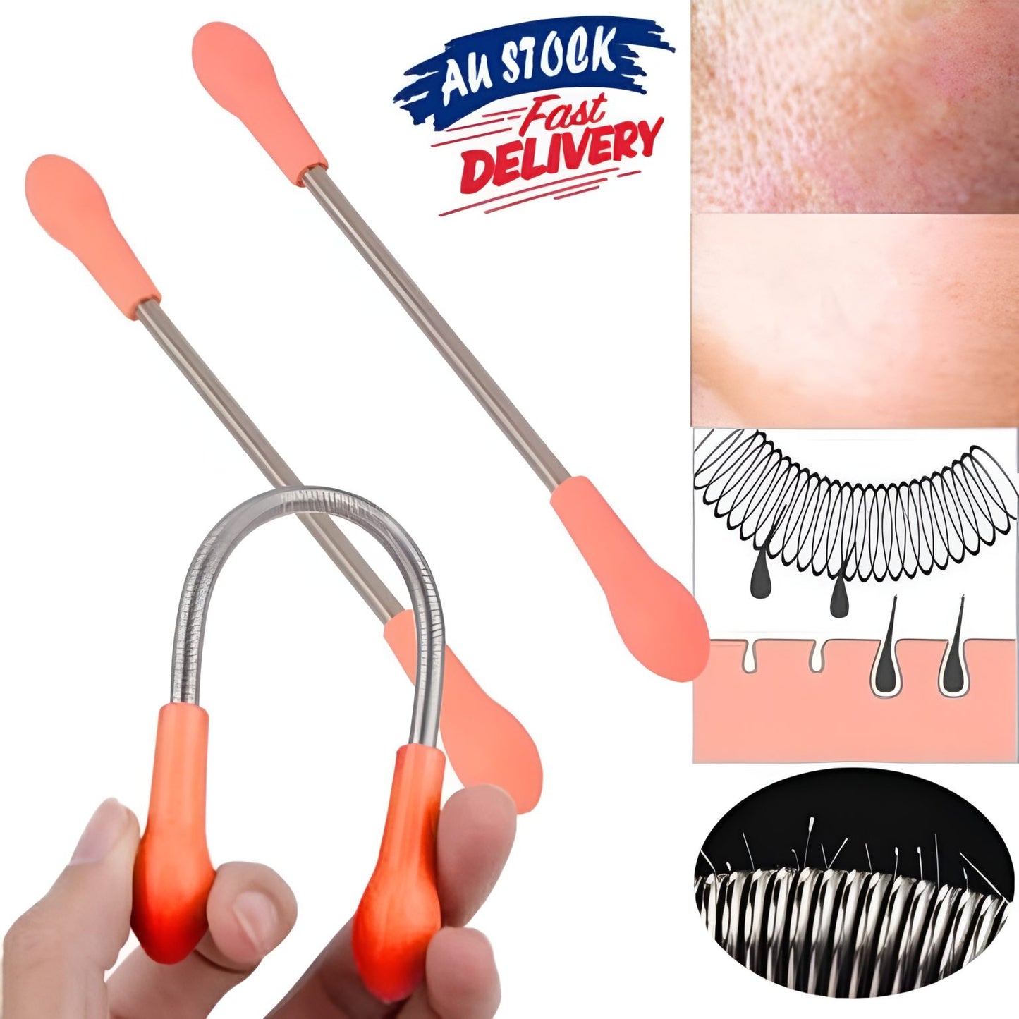 Painless Face Hair Removal Spring Stick – Metal Multipurpose Tool For Quick, Easy & Effective Facial Hair Removal